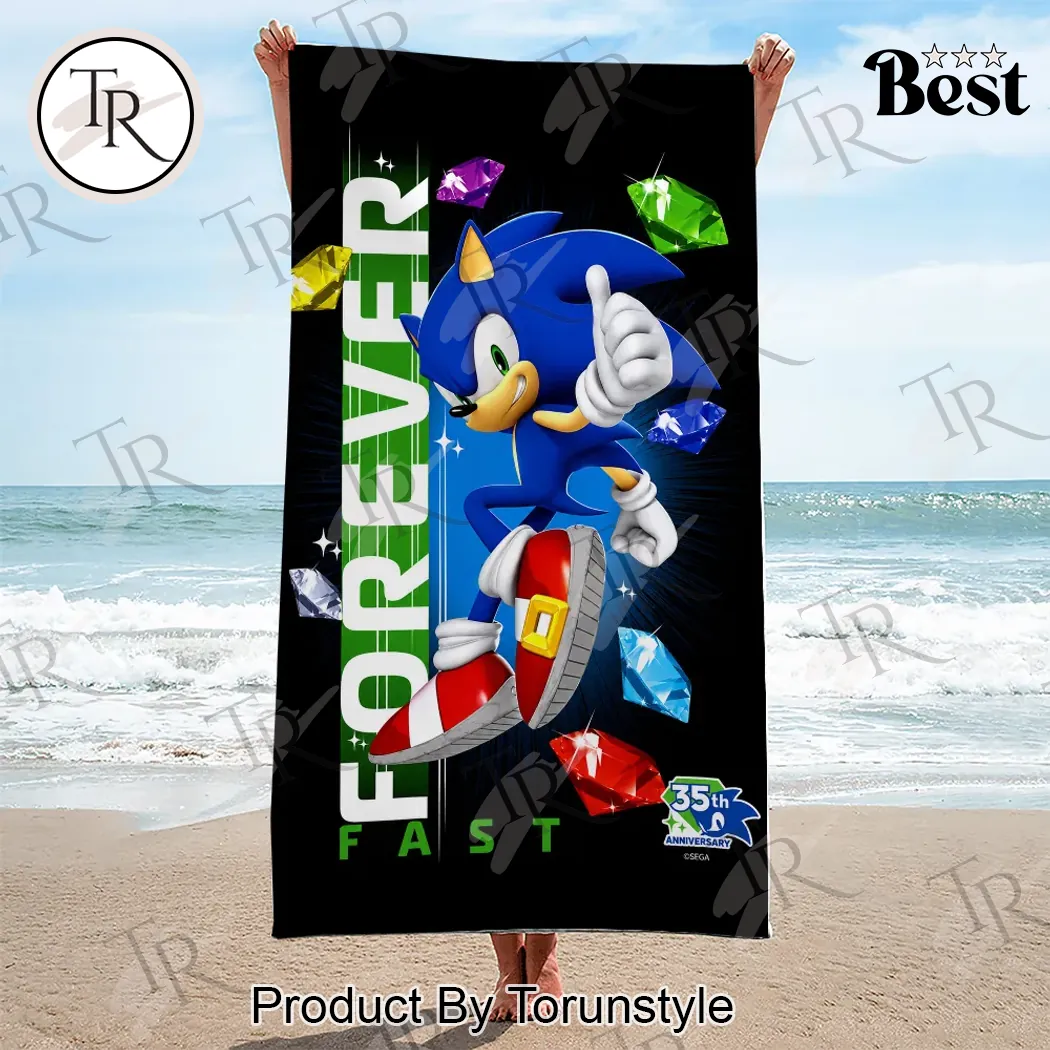Sonic the Hedgehog 35th Anniversary Fast Forever Commemorative Quick Dry Beach Towel Sonic the Hedgehog 35th Anniversary Fast Forever Commemorative Quick Dry Beach Towel