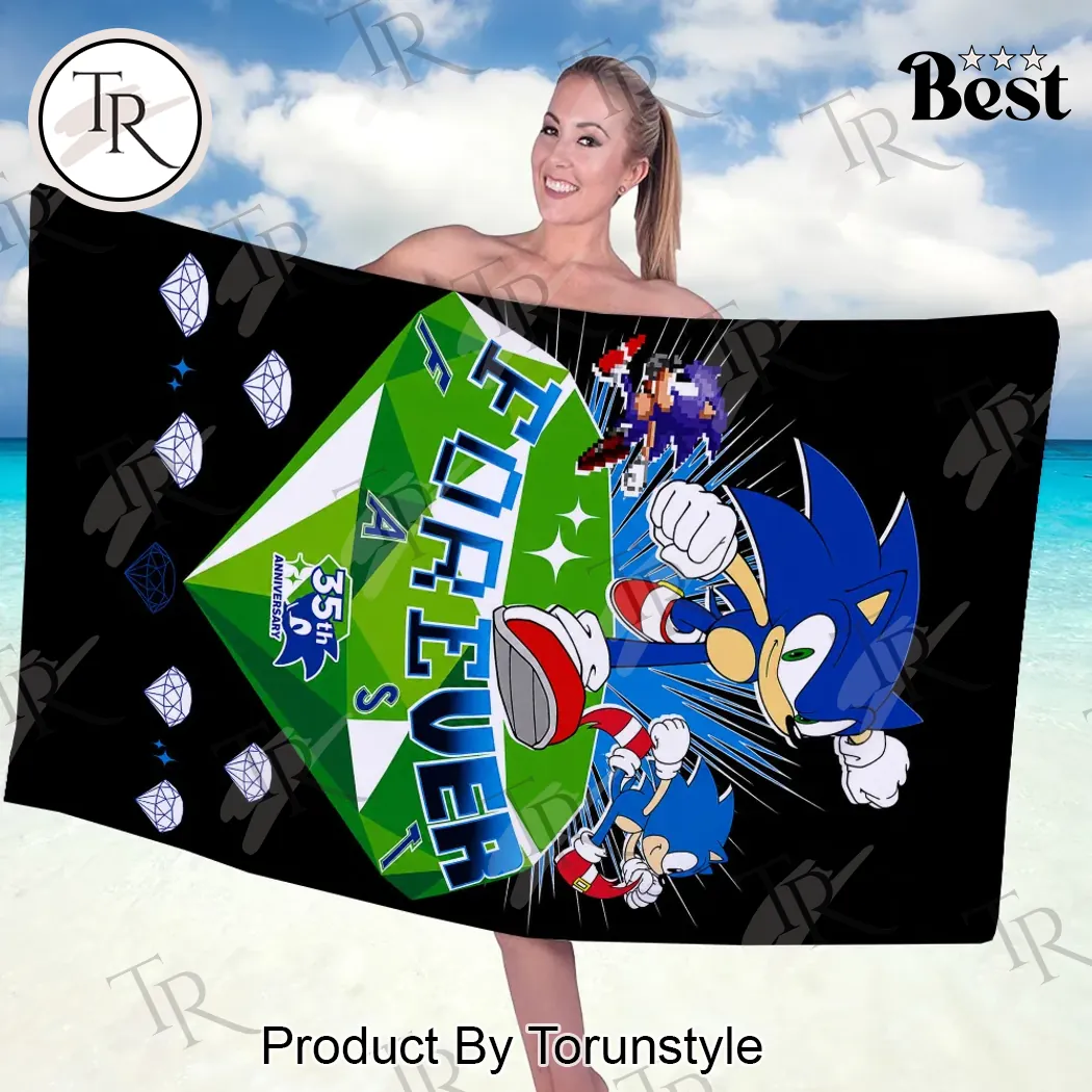 Sonic the Hedgehog 35th Anniversary Forever Fast Commemorative Beach Towel Sonic the Hedgehog 35th Anniversary Forever Fast Commemorative Beach Towel