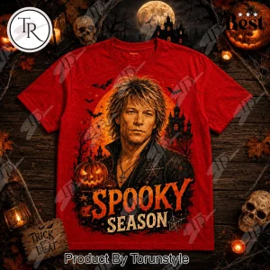 Bon Jovi Spooky Season Halloween Vampire Portrait Red Graphic T-Shirt