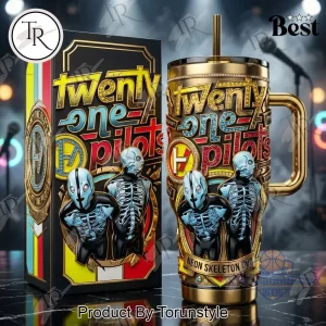 Twenty One Pilots Neon Skeleton Duo Premium 3D Gold Insulated Travel Tumbler