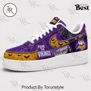 Minnesota Vikings Custom Name Fear The Team Halloween Purple Gold Air Force 1 Sneakers
