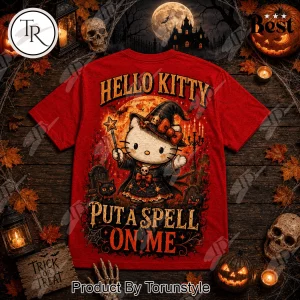 Hello Kitty Witch Spooky Season Red Gothic Halloween T-Shirt