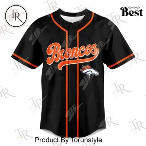 Denver Broncos God First Family Second Faith and Brotherhood Premium Black Baseball Jersey