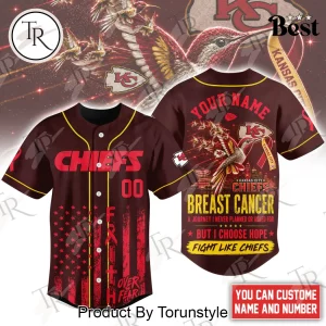 Kansas City Chiefs Breast Cancer Awareness Personalized Hope Over Fear Baseball Jersey