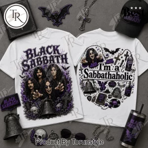 Black Sabbath I’m a Sabbathaholic Heavy Metal Double-Sided Graphic T-Shirt