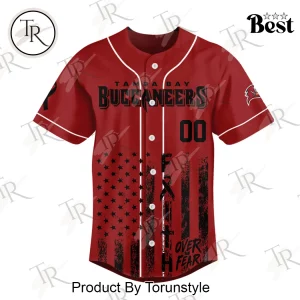 Tampa Bay Buccaneers Breast Cancer Awareness Personalized Faith Over Fear Red Baseball Jersey