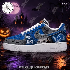Detroit Lions Personalized Halloween Spooky Custom Name Air Force 1 Sneakers
