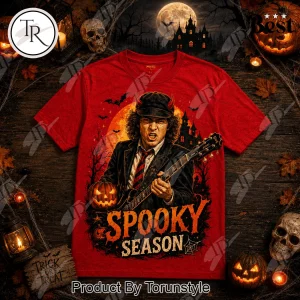 AC/DC Angus Young Halloween Devil Horns Spooky Season Red Graphic T-Shirt