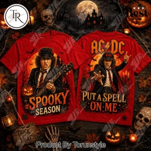 AC/DC Angus Young Halloween Devil Horns Spooky Season Red Graphic T-Shirt