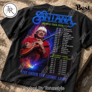 Santana Oneness Tour 2026 Retro Rock Band Concert Graphic Double Sided T-Shirt