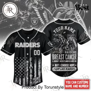 Las Vegas Raiders Breast Cancer Awareness Faith Over Fear Personalized Black Baseball Jersey