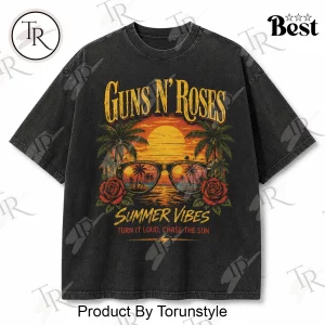 Guns N Roses Summer Vibes Vintage Washed Black Graphic T-Shirt
