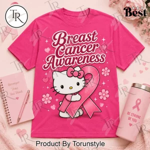 Hello Kitty and Friends Breast Cancer Awareness Pink Ribbon Graphic T-Shirt