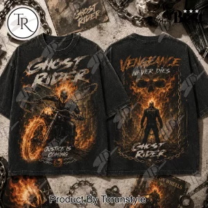 Marvel Ghost Rider Vengeance Never Dies Vintage Acid Wash Graphic T-Shirt