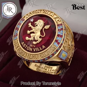 Aston Villa FC 2026 Europa League Champions Premium Gold Commemorative Fan Ring