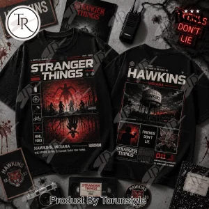 Stranger Things Hawkins Indiana Upside Down Vintage 1983 Retro Graphic T-Shirt Stranger Things Hawkins Indiana Upside Down Vintage 1983 Retro Graphic T-Shirt