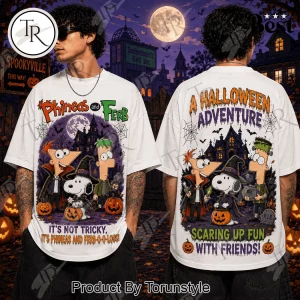 Phineas and Ferb x Snoopy Halloween Spooky Adventure Vintage Graphic T-Shirt