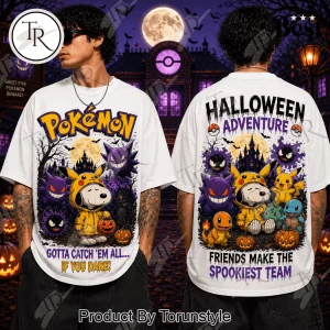 Snoopy Pikachu Costume and Pokemon Halloween Spooky Team Graphic T-Shirt