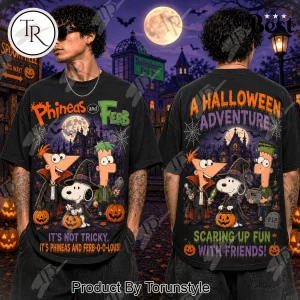 Phineas and Ferb x Snoopy Halloween Spooky Adventure Vintage Graphic T-Shirt