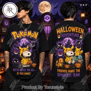 Snoopy Pikachu Costume and Pokemon Halloween Spooky Team Graphic T-Shirt