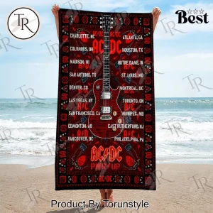 AC/DC PWR UP World Tour 2026 Commemorative Rock Band Guitar Rectangle Beach Towel AC/DC PWR UP World Tour 2026 Commemorative Rock Band Guitar Rectangle Beach Towel