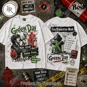 Green Day Make Noise Not House Fires Punk Rock Graphic T-Shirt