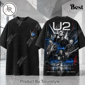 U2 One Sound One Light One World Vintage Wash Retro Rock Band T-Shirt