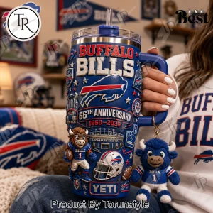 Buffalo Bills 66th Anniversary 1960-2026 Bills Mafia 3D Embossed 40oz Tumbler