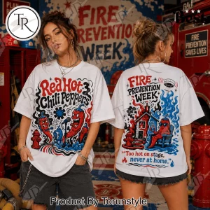 Red Hot Chili Peppers Fire Prevention Week Funny Cartoon Graphic T-Shirt