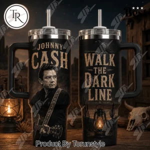 Johnny Cash Walk The Dark Line Vintage Country Music Gothic 40oz Tumbler