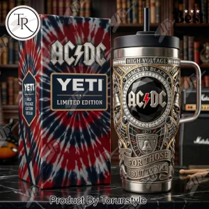 AC-DC Rock Band High Voltage Back in Black 3D Embossed 40oz Tumbler