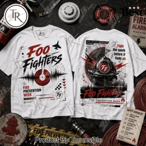 Foo Fighters Fire Prevention Week Commemorative Firefighter Graphic T-Shirt Foo Fighters Fire Prevention Week Commemorative Firefighter Graphic T-Shirt