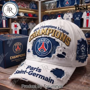 Paris Saint-Germain PSG UEFA Champions League Commemorative Distressed Embroidered Baseball Cap Paris Saint-Germain PSG UEFA Champions League Commemorative Distressed Embroidered Baseball Cap