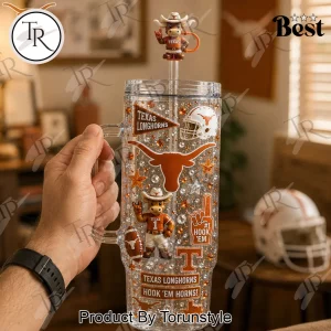 Texas Longhorns Football Fan Gift Luxury 3D Embellished Insulated Mug 40oz Tumbler