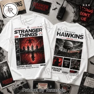 Stranger Things Hawkins Indiana Upside Down Vintage 1983 Retro Graphic T-Shirt