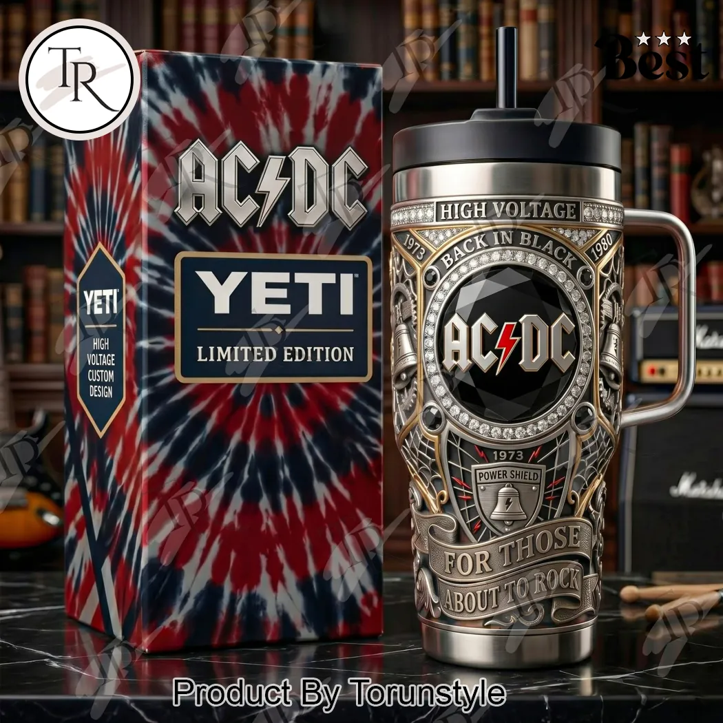 AC-DC Rock Band High Voltage Back in Black 3D Embossed 40oz Tumbler AC-DC Rock Band High Voltage Back in Black 3D Embossed 40oz Tumbler