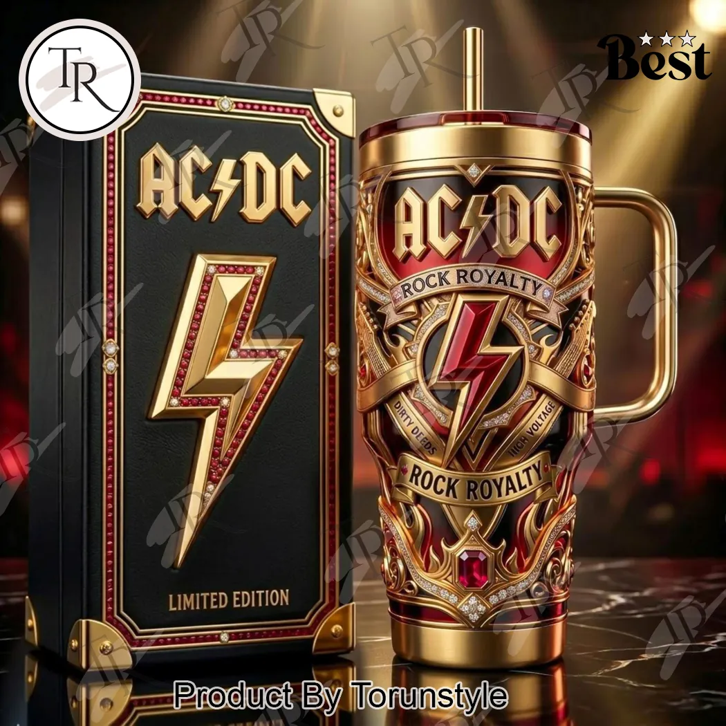 AC/DC Rock Royalty Limited Edition Luxury Gold 3D Embossed 40oz Tumbler AC/DC Rock Royalty Limited Edition Luxury Gold 3D Embossed 40oz Tumbler