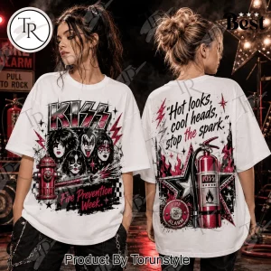 KISS Band Fire Prevention Week Vintage Graphic Rock Safety T-Shirt