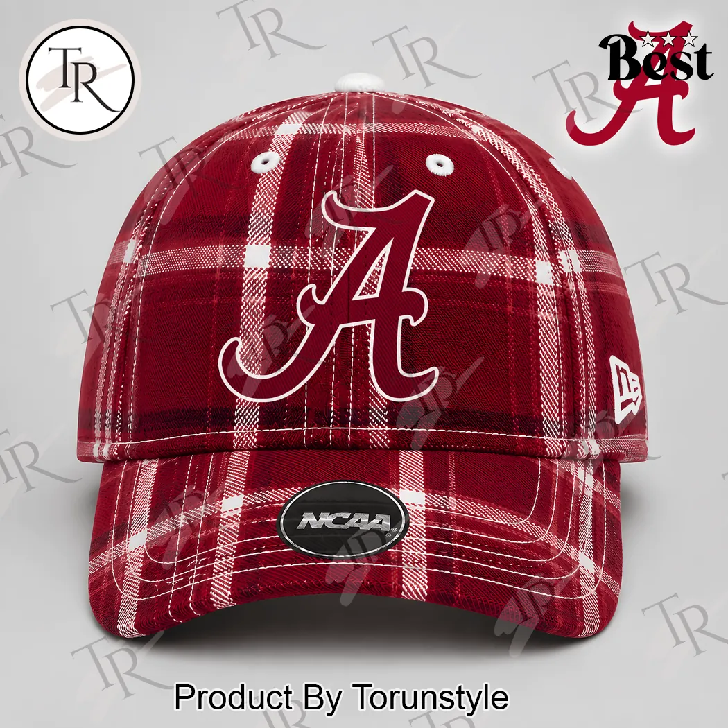 Alabama Crimson Tide NCAA Crimson Red Plaid Varsity Baseball Cap Alabama Crimson Tide NCAA Crimson Red Plaid Varsity Baseball Cap