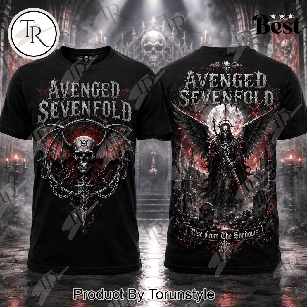 Avenged Sevenfold Gothic Reaper Rise From The Shadows Heavy Metal Band Graphic T-Shirt Avenged Sevenfold Gothic Reaper Rise From The Shadows Heavy Metal Band Graphic T-Shirt
