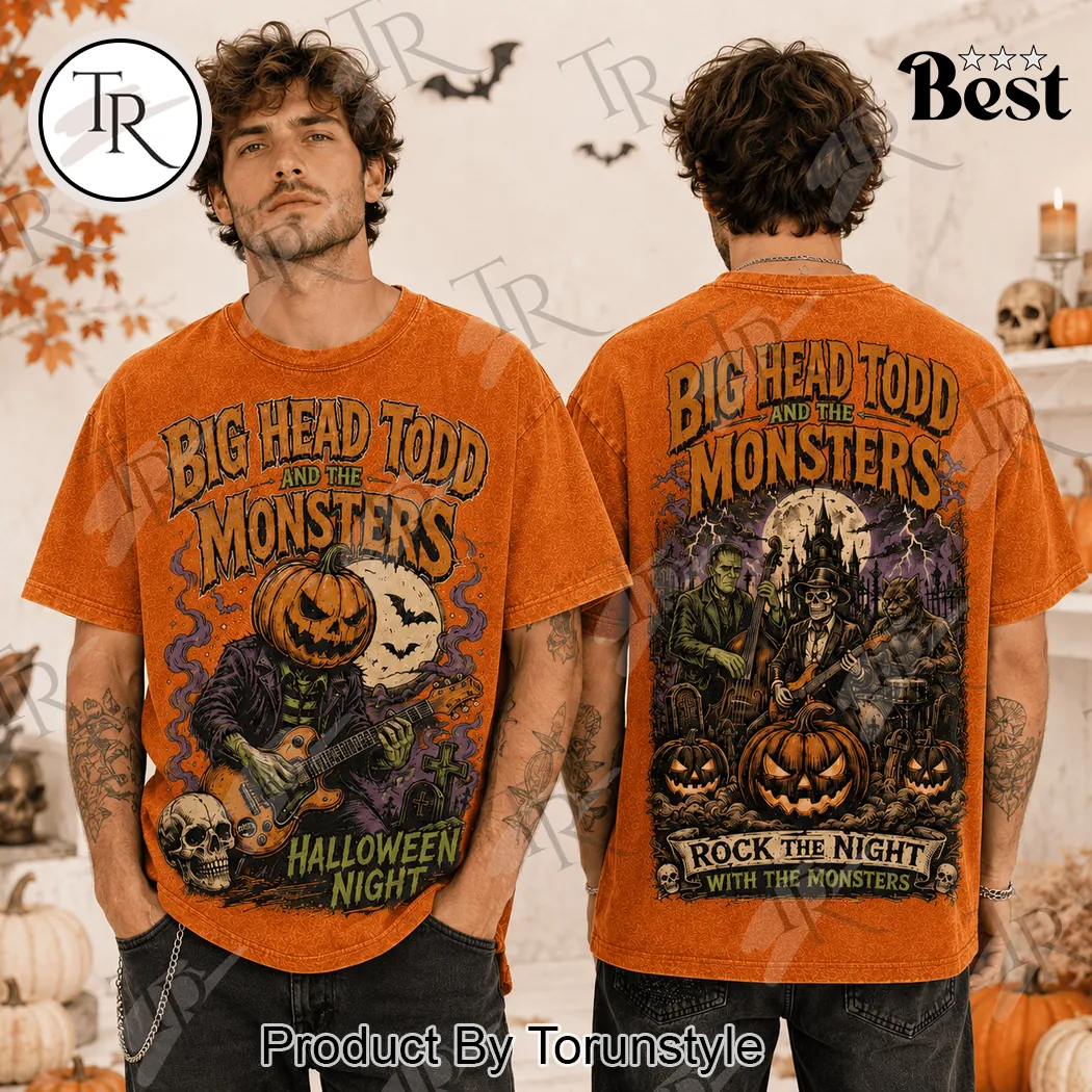 Big Head Todd and the Monsters Halloween Rock Band Vintage Orange Graphic T-Shirt Big Head Todd and the Monsters Halloween Rock Band Vintage Orange Graphic T-Shirt