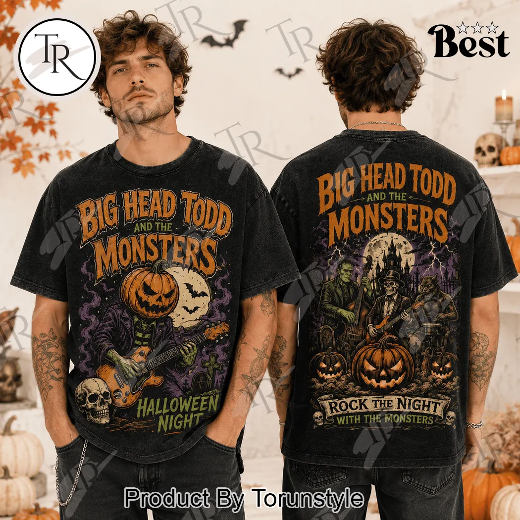 Big Head Todd and the Monsters Halloween Rock Band Vintage Orange Graphic T-Shirt