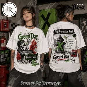 Green Day Make Noise Not House Fires Punk Rock Graphic T-Shirt