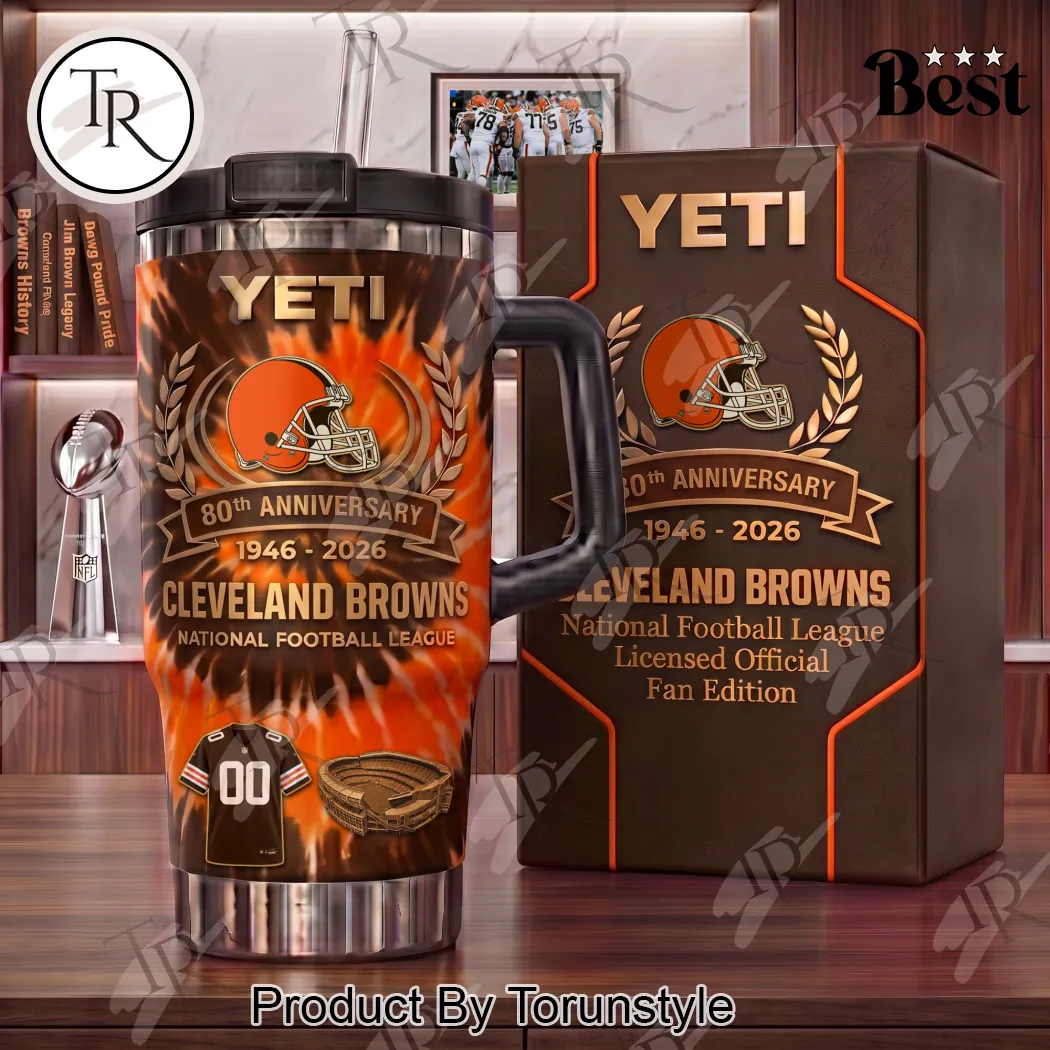 Cleveland Browns 80th Anniversary Commemorative Premium 40oz Tumbler Cleveland Browns 80th Anniversary Commemorative Premium 40oz Tumbler