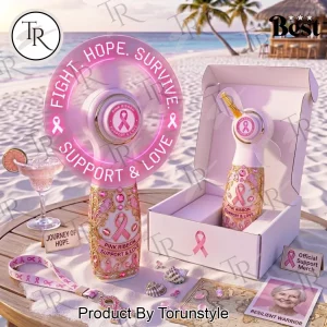 Breast Cancer Awareness Pink Ribbon Luxury Jeweled Support Gift Portable LED Hand Fan