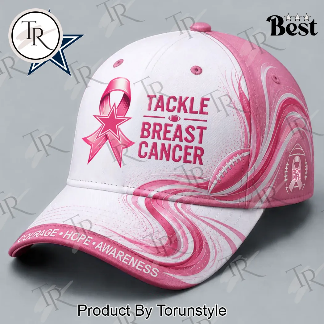 Dallas Cowboys NFL Tackle Breast Cancer Awareness Pink Ribbon Premium Baseball Cap Dallas Cowboys NFL Tackle Breast Cancer Awareness Pink Ribbon Premium Baseball Cap