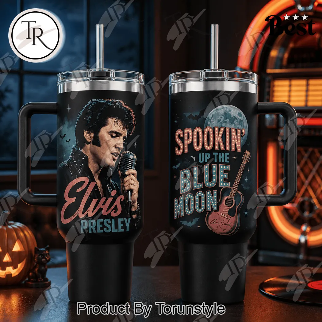 Elvis Presley Spookin’ Up the Blue Moon Halloween Retro Insulated 40oz Tumbler Elvis Presley Spookin’ Up the Blue Moon Halloween Retro Insulated 40oz Tumbler