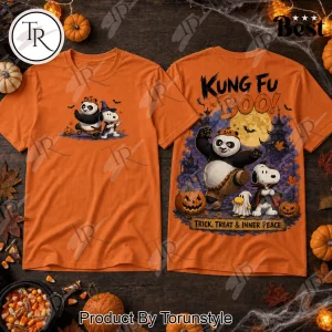 Snoopy and Kung Fu Panda Kung Fu Boo Halloween Orange Graphic T-Shirt Snoopy and Kung Fu Panda Kung Fu Boo Halloween Orange Graphic T-Shirt