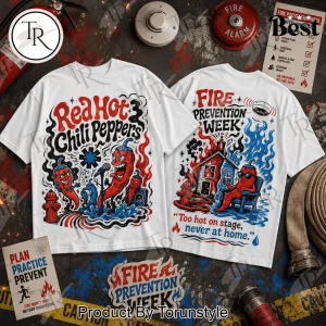 Red Hot Chili Peppers Fire Prevention Week Funny Cartoon Graphic T-Shirt