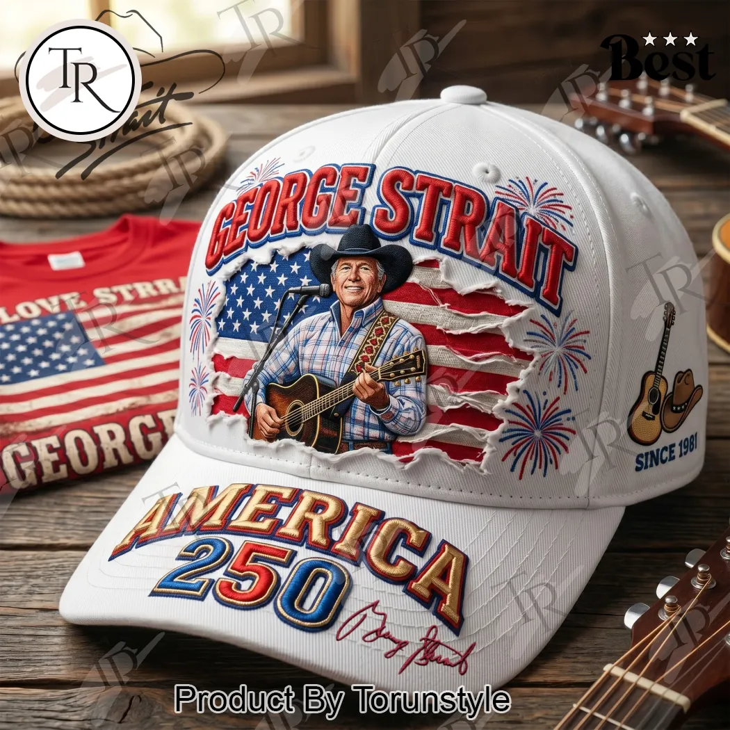 George Strait America 250 Patriotic Country Music Signature Baseball Cap George Strait America 250 Patriotic Country Music Signature Baseball Cap